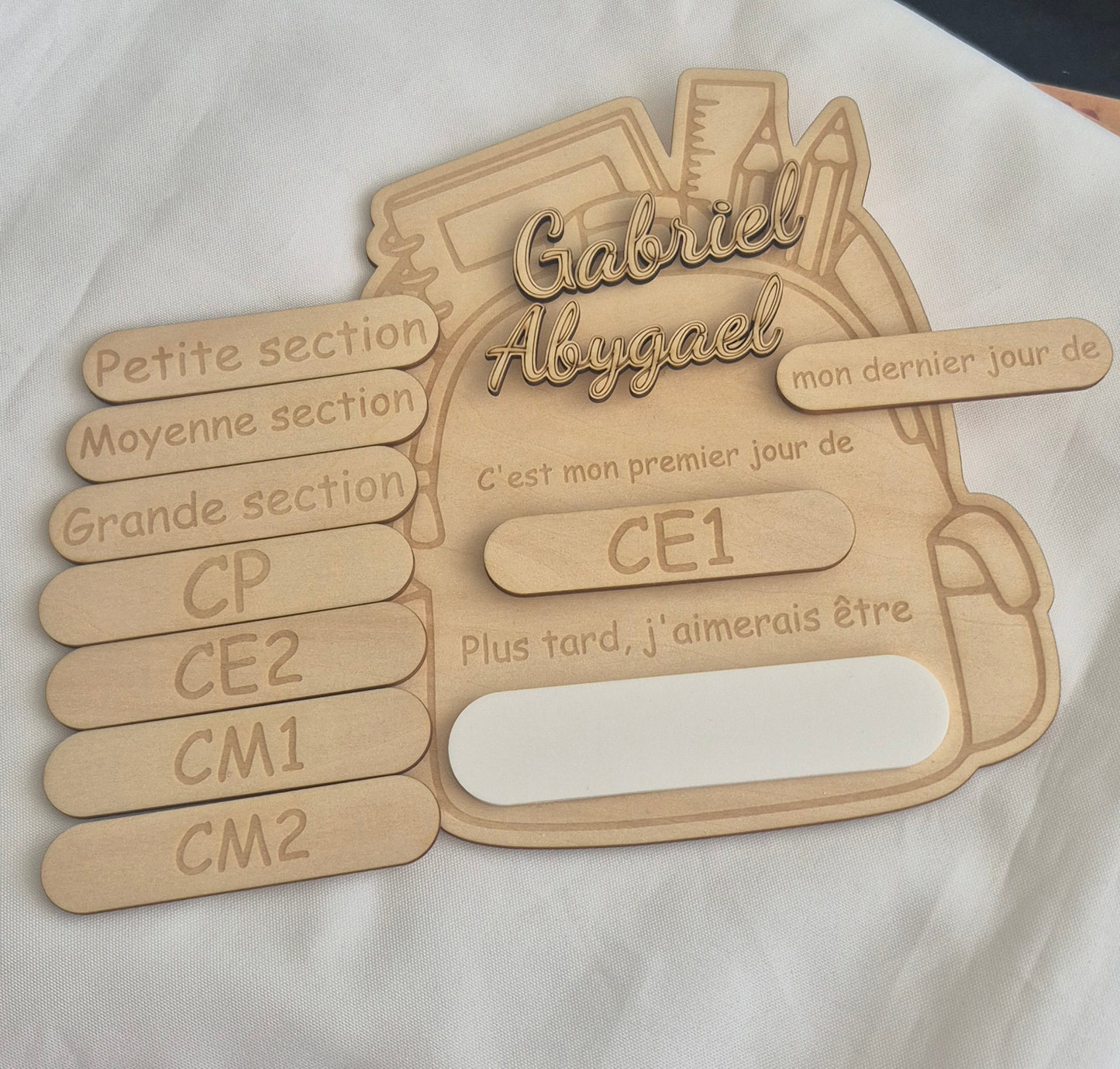 Tableau Rentrée Scolaire Personnalisé en Bois – Premier Jour d'École