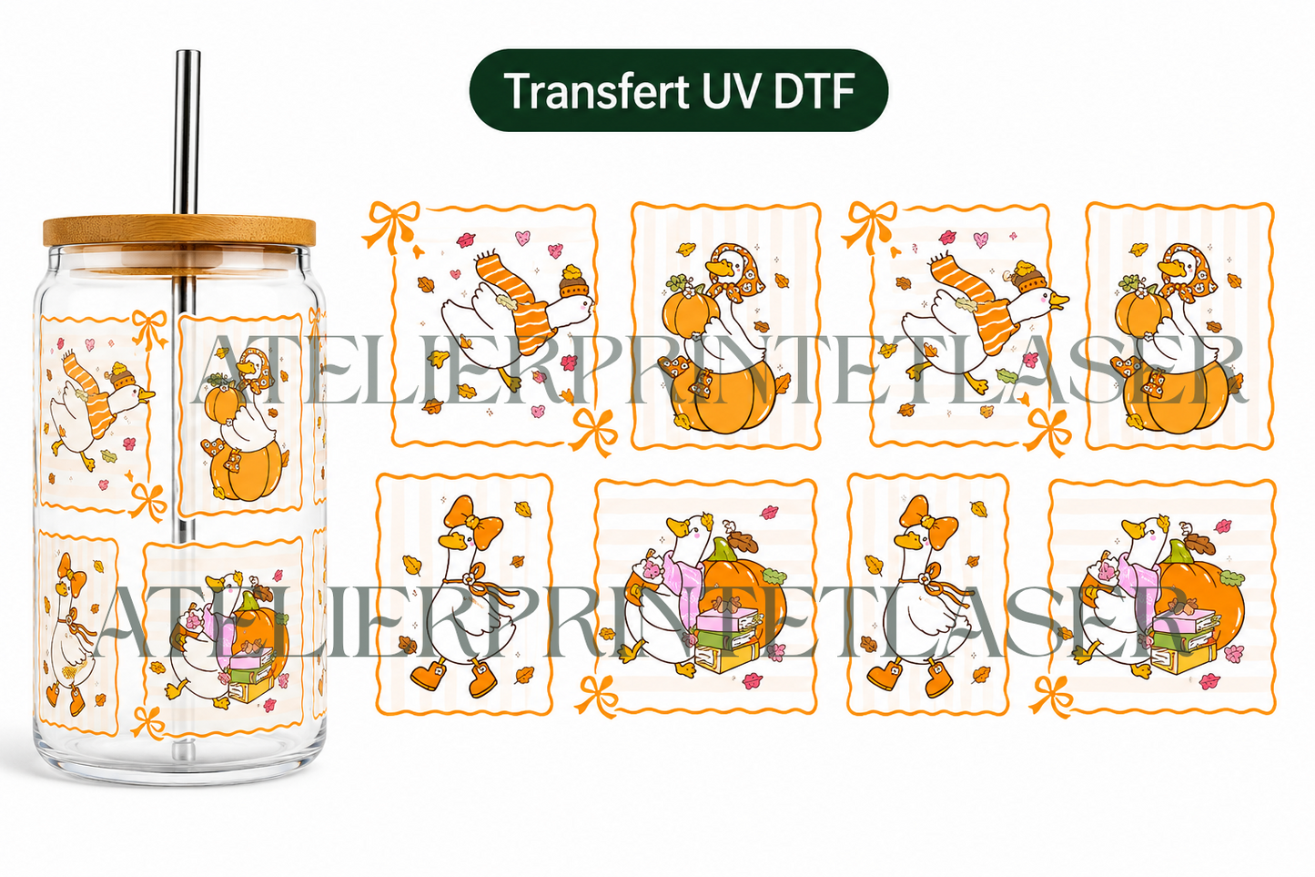 Transfert UV DTF – Oies & Automne 🍂🎃