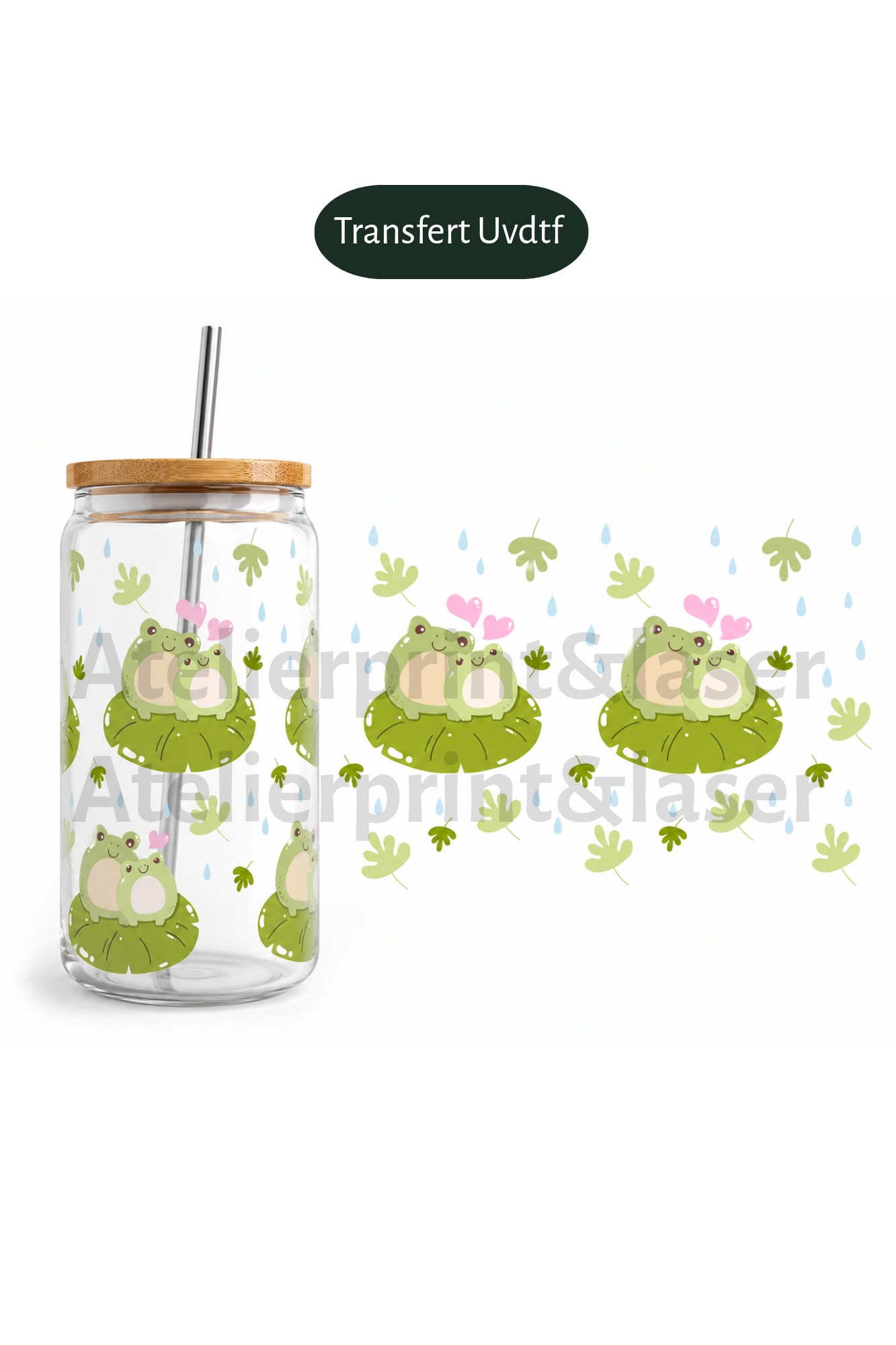 Transfert UV DTF – Grenouilles Love