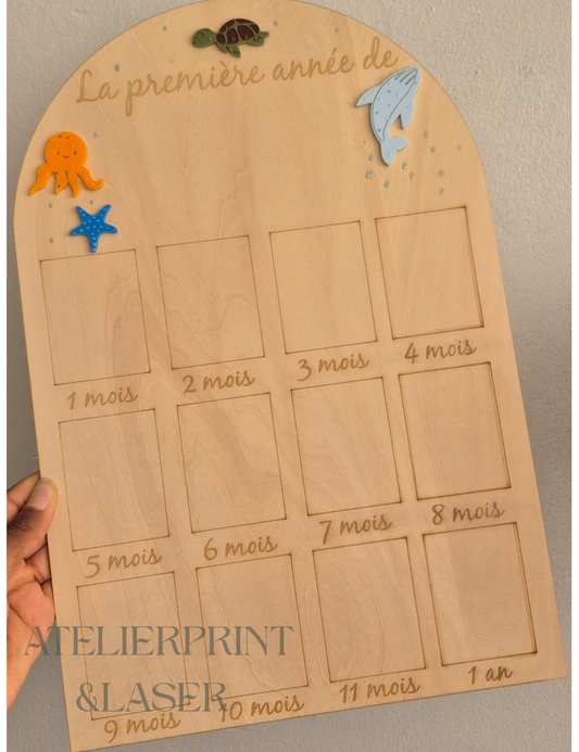 Cadre photo personnalisé – La première année de bébé