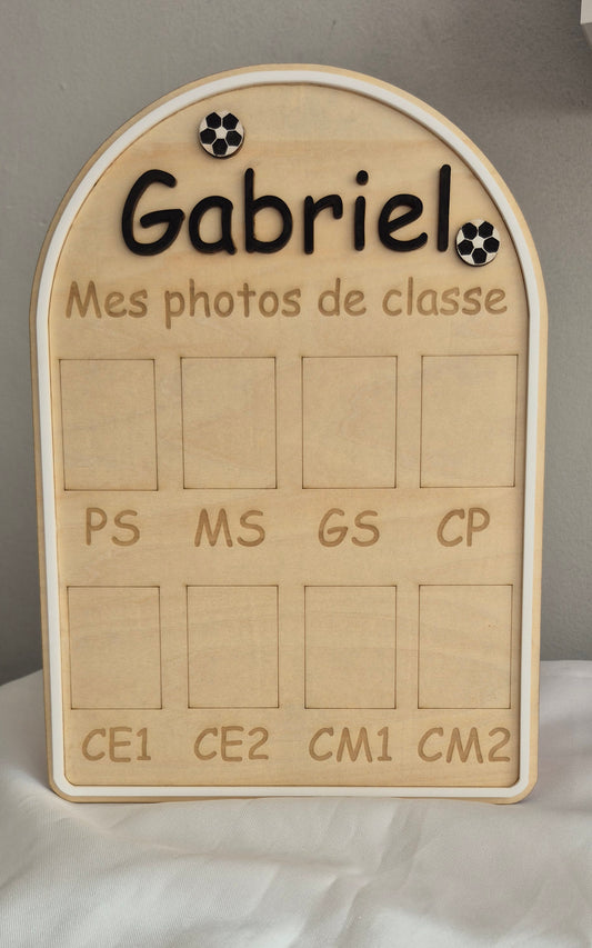 Cadre Photos de Classe Personnalisé en Bois – Souvenir de la Maternelle au CM2 thème football