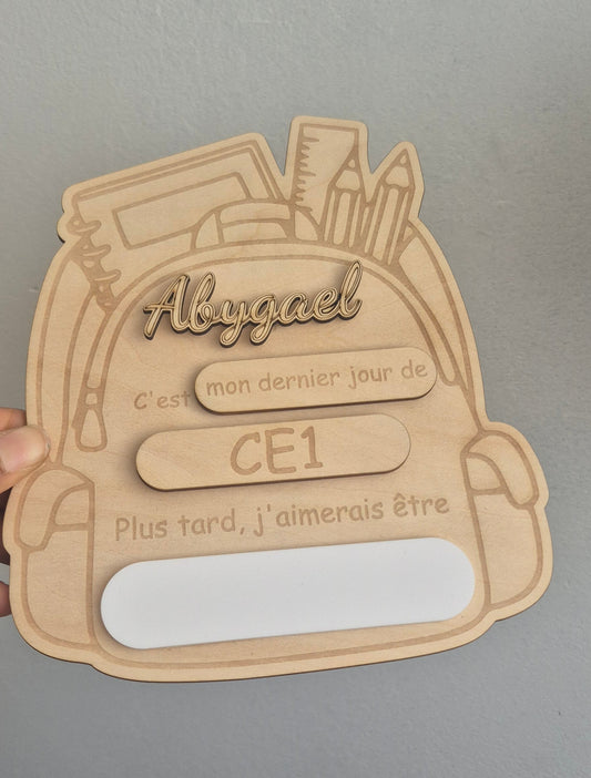 Tableau Rentrée Scolaire Personnalisé en Bois – Premier Jour d'École