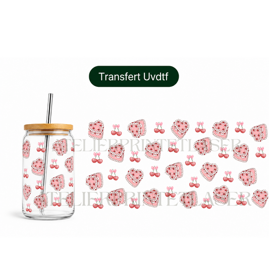 Transfert UV DTF Cerises & Gâteau Kawaii