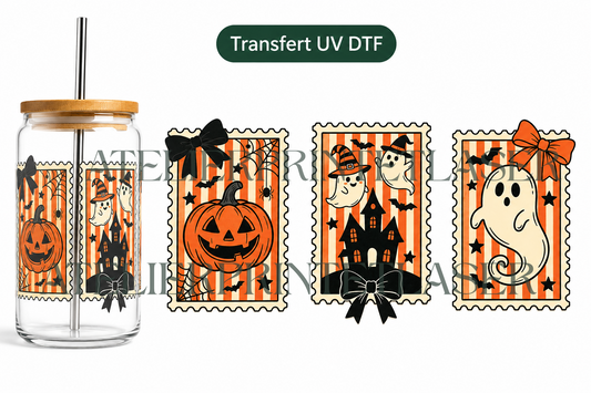 Transfert UV DTF Halloween – Fantômes & Citrouilles 👻