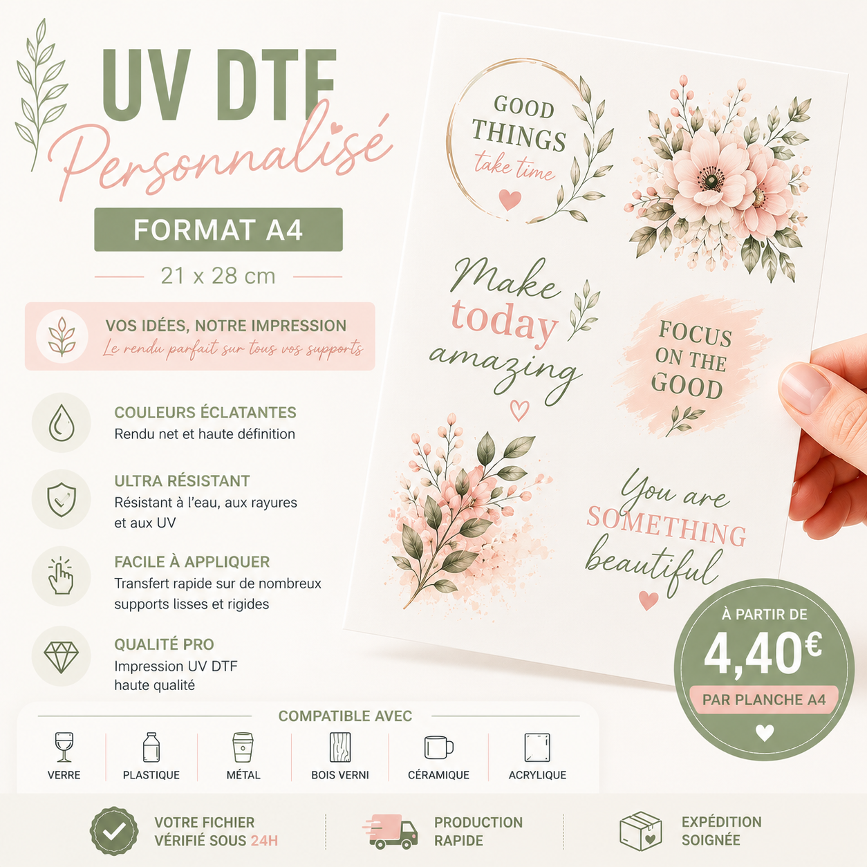UV DTF Personnalisé A4 – 21 x 28 cm